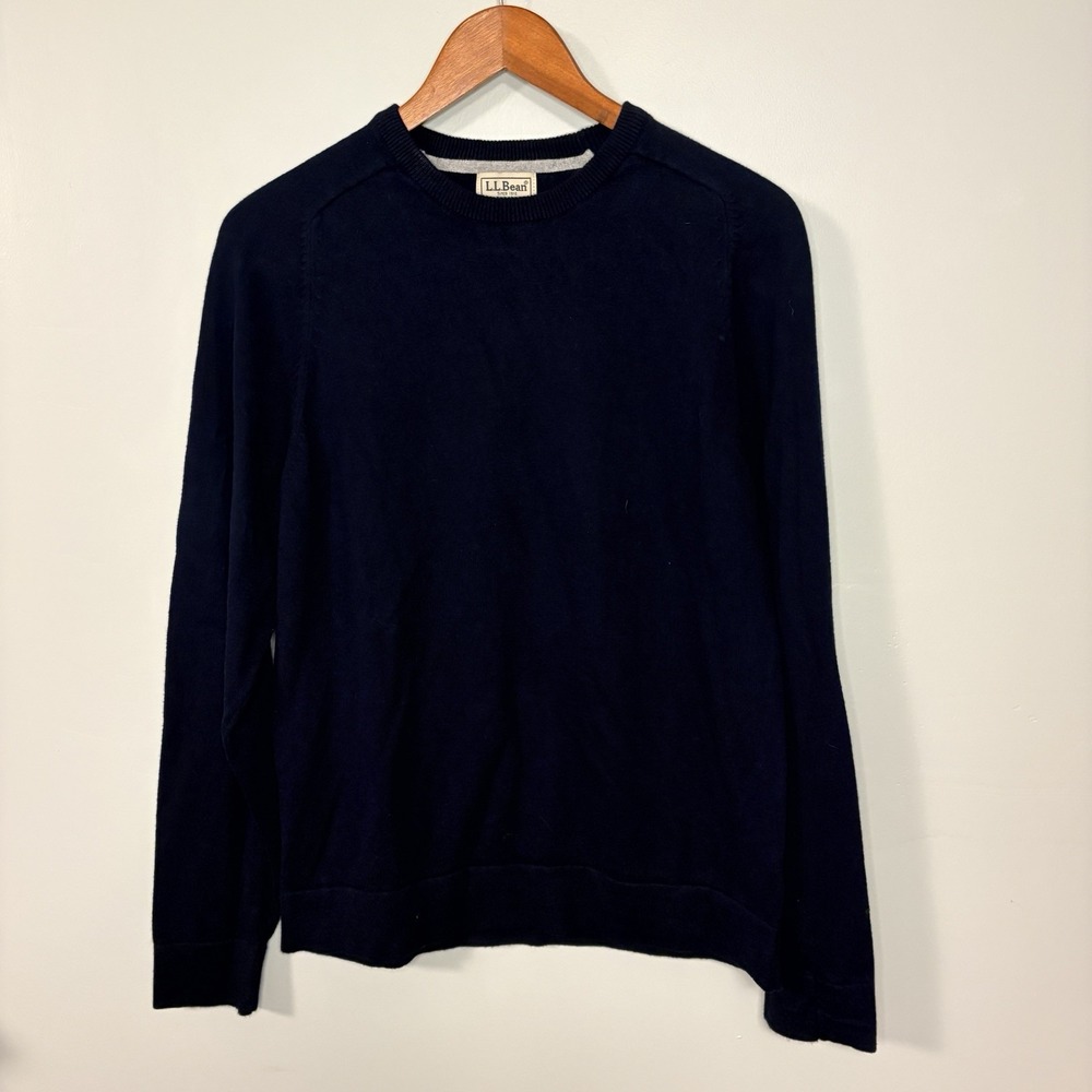 LL Bean Men's Small Regular Navy Long Sleeve Cashmere Blend Pullover Sweater